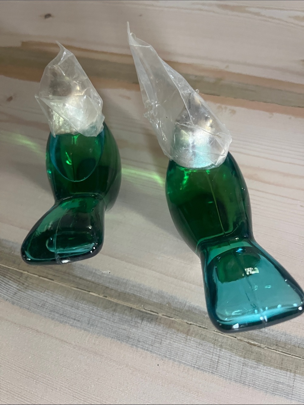 Vintage 1970s Blue Songbird Glass Perfume Bottles - Set of 2 - Picture 3 of 3